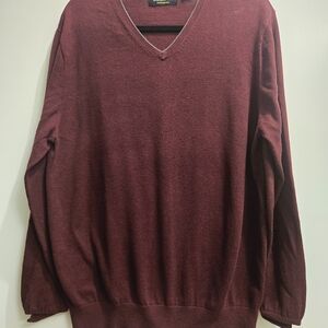Liz Claiborne Maroon V-Neck Sweater Soft Knit Relaxed Fit